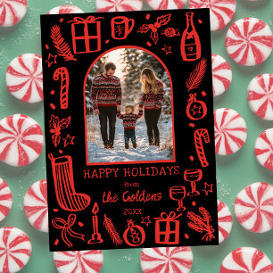 Cartes Pour Fêtes Annuelles Noël Fantaisiste Photo personnalisée sous une arc
