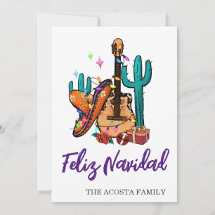 Cartes Pour Fêtes Annuelles Noël Feliz Navidad Cactus Sombrero