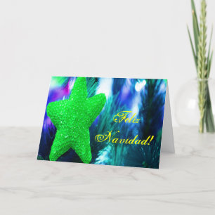 Cartes Pour Fêtes Annuelles Noël Feliz Navidad Green Star II