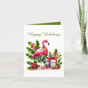 Cartes Pour Fêtes Annuelles Noël festif ajouter texte rose flamant