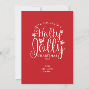 Cartes Pour Fêtes Annuelles Noël Festive Holly Jolly Élégant Script