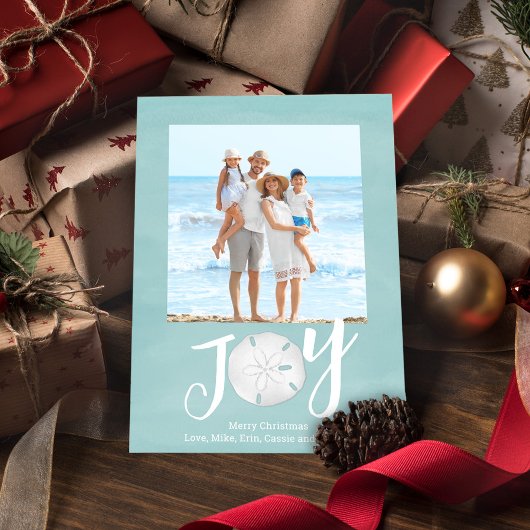 Cartes Pour Fêtes Annuelles Noël Fête Joie Photo Simple Plage Budget