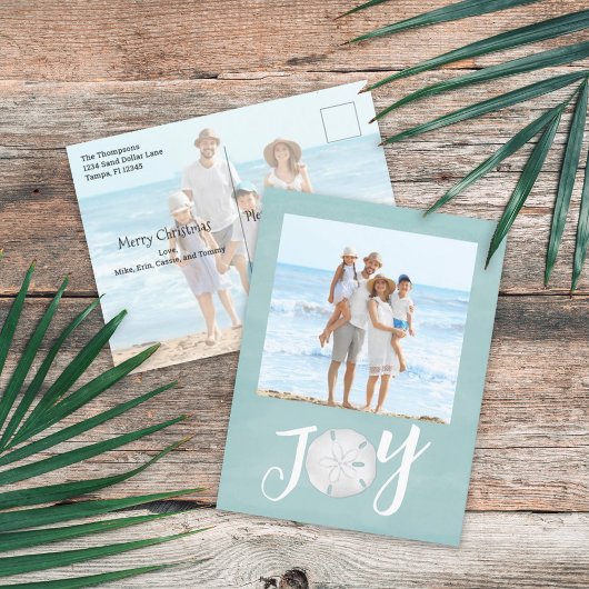 Cartes Pour Fêtes Annuelles Noël Fête Joie Photo Simple Plage Budget