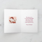 Cartes Pour Fêtes Annuelles Noël, filleule, cerfs communs, fille et bonhomme (Intérieur)