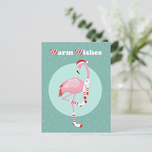 Cartes Pour Fêtes Annuelles Noël Flamingo Rose Mignon (Debout devant)