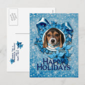Cartes Pour Fêtes Annuelles Noël - Flocon de neige bleu - Chiot Beagle (Devant / Derrière)