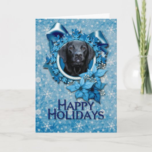 Cartes Pour Fêtes Annuelles Noël - flocon de neige bleu - Labrador - mesure (Devant)
