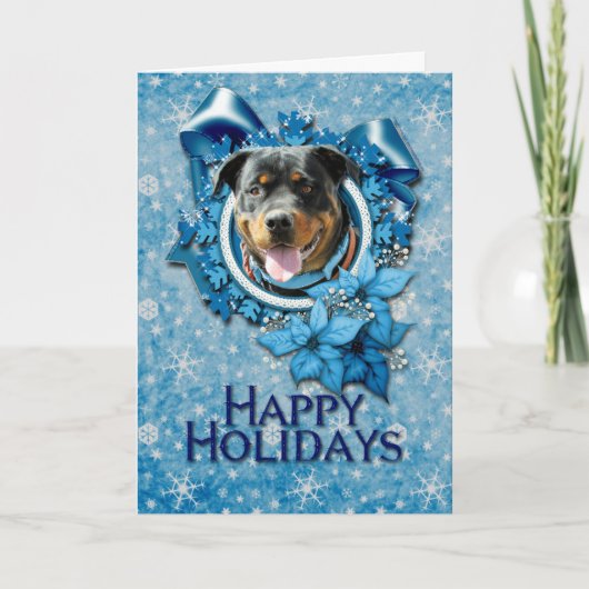 Cartes Pour Fêtes Annuelles Noël - Flocon de neige bleu - Rottweiler SambaParT (Devant)