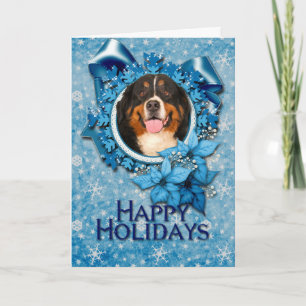 Cartes Pour Fêtes Annuelles Noël - flocons de neige bleus - chien de montagne