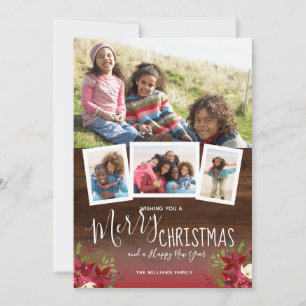 Cartes Pour Fêtes Annuelles Noël floral Bonne année Bois 4 photo
