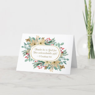 Cartes Pour Fêtes Annuelles Noël Floral Merci à Dieu Bible Verse