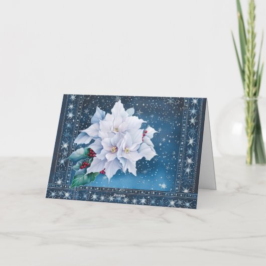 Cartes Pour Fêtes Annuelles Noël floral noir classique non photo joyeux (Dos)