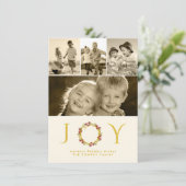 Cartes Pour Fêtes Annuelles Noël Floral Wreath Gold Parties scintillant Photo (Debout devant)