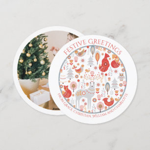Cartes Pour Fêtes Annuelles Noël Forêt nordique scandinave personnalisée