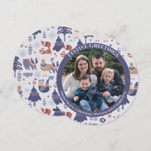 Cartes Pour Fêtes Annuelles Noël Forêt nordique scandinave personnalisée