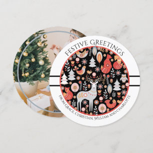 Cartes Pour Fêtes Annuelles Noël Forêt nordique scandinave personnalisée