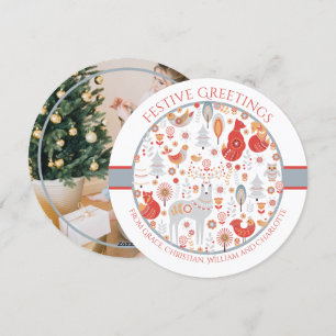 Cartes Pour Fêtes Annuelles Noël Forêt nordique scandinave personnalisée