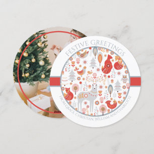Cartes Pour Fêtes Annuelles Noël Forêt nordique scandinave personnalisée