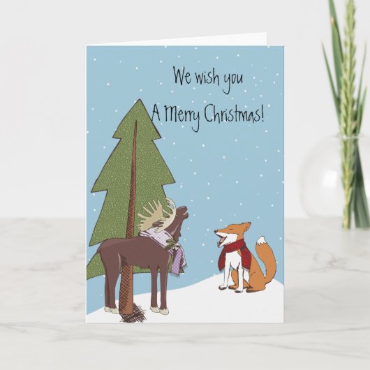 Cartes Pour Fêtes Annuelles Noël Fox et Moose (Devant)