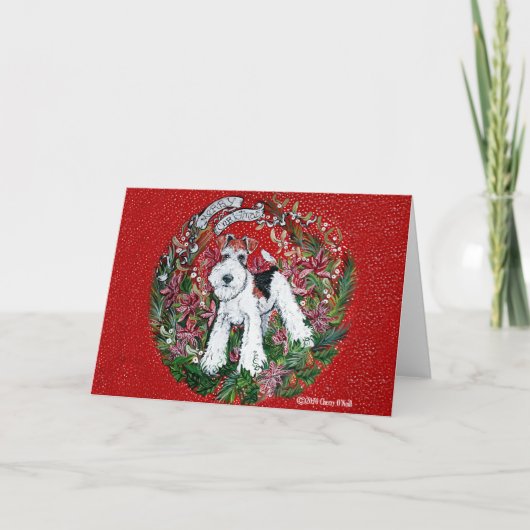 Cartes Pour Fêtes Annuelles Noël Fox Terrier (Devant)