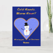 Cartes Pour Fêtes Annuelles Noël froids mains coeur chaud neige coutume (Devant)
