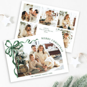 Cartes Pour Fêtes Annuelles Noël funky ruban bow bohème vert 6 Photo