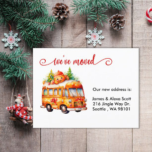 Cartes Pour Fêtes Annuelles Noël Gingerbread Bus Nous avons déménagé