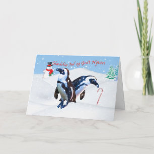 Cartes Pour Fêtes Annuelles Noël, Glædelig juillet, le danois, pingouins dans