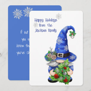 Cartes Pour Fêtes Annuelles Noël gnome bleu