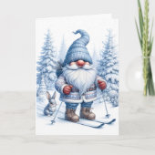 Cartes Pour Fêtes Annuelles Noël Gnome Ski avec un lapin (Devant)