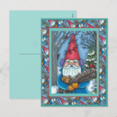 CARTES POUR FÊTES ANNUELLES NOËL GNOME, SQUIRREL, WOODPECKER & CARDINAL (Devant / Derrière)