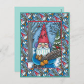 CARTES POUR FÊTES ANNUELLES NOËL GNOME, SQUIRREL, WOODPECKER & CARDINAL (Devant / Derrière)
