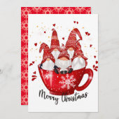 Cartes Pour Fêtes Annuelles Noël Gnomes Dans Une Coupe Joyeux Noël (Devant / Derrière)