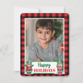 Cartes Pour Fêtes Annuelles Noël gnomes plaid (ajouter votre photo) vacances c (Devant)