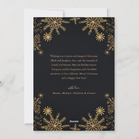Cartes Pour Fêtes Annuelles Noël Gold Festive Élégant Noir moderne (Dos)