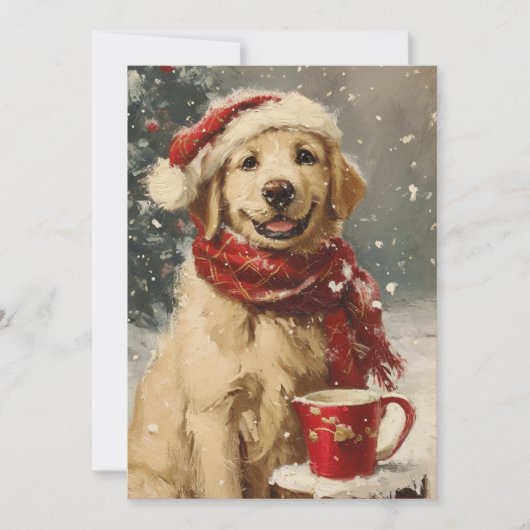 Cartes Pour Fêtes Annuelles Noël Golden Retriever (Devant)