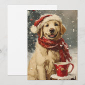 Cartes Pour Fêtes Annuelles Noël Golden Retriever (Devant / Derrière)