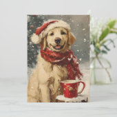 Cartes Pour Fêtes Annuelles Noël Golden Retriever (Debout devant)