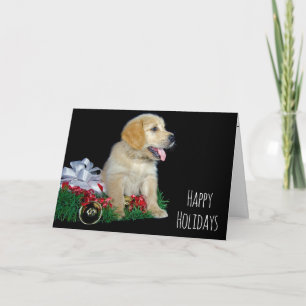 Cartes Pour Fêtes Annuelles Noël Golden Retriever avec cadeau