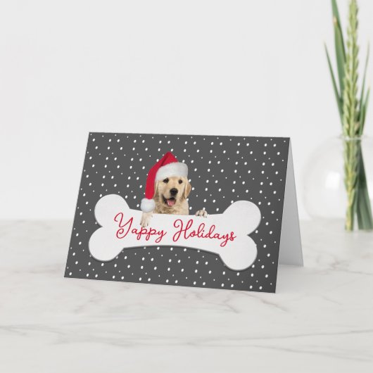 Cartes Pour Fêtes Annuelles Noël Golden Retriever sur l'os (Devant)