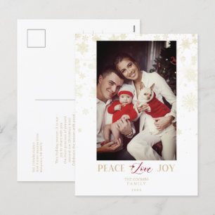 Cartes Pour Fêtes Annuelles Noël Golden Snowflakes & Holly Photo personnalisée