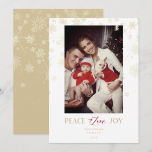 Cartes Pour Fêtes Annuelles Noël Golden Snowflakes & Holly Photo personnalisée