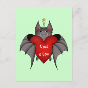 Cartes Pour Fêtes Annuelles Noël gothique drôle amoureux de chauve-souris de