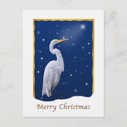 Cartes Pour Fêtes Annuelles Noël, grand oiseau de héron, religieux (Devant)