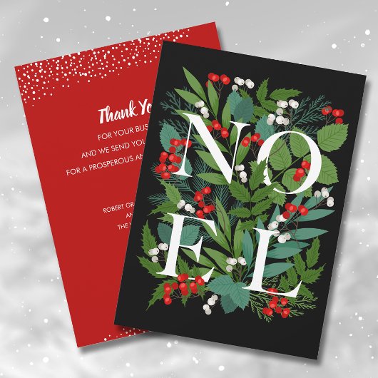 Cartes Pour Fêtes Annuelles NOEL Green Merci d'affaires