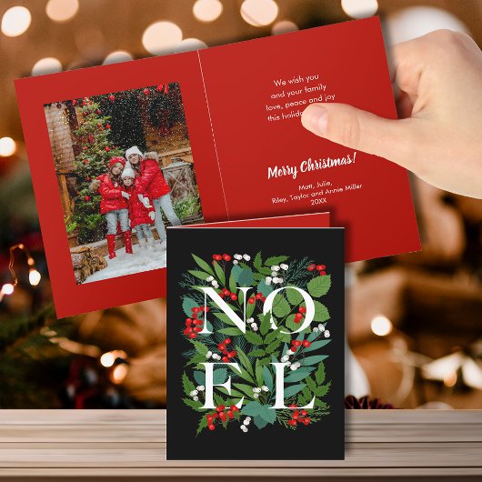 Cartes Pour Fêtes Annuelles NOEL Greenery et Berries Plié Photo
