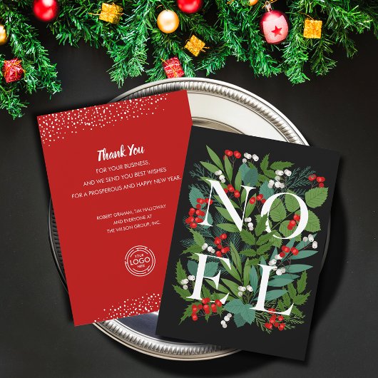 Cartes Pour Fêtes Annuelles NOEL Greenery Salutation d'affaires