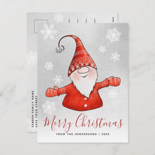 Cartes Pour Fêtes Annuelles Noël gris gris mignon (Devant / Derrière)
