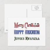 Cartes Pour Fêtes Annuelles Noël - Hanoukka - Kwanzaa (Devant / Derrière)