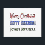 Cartes Pour Fêtes Annuelles Noël - Hanoukka - Kwanzaa<br><div class="desc">Souhaitez à tous la joie de cette saison avec une carte Noël - Hanoukka - Kwanzaa,  t-shirt,  ou tasse!</div>